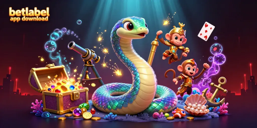 Experience the excitement of the betlabel app download with this vibrant 3D illustration full of magic and treasures.